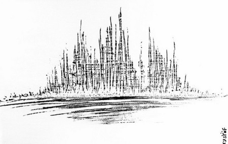 "Estonia", Série Rêveries urbaines, acrylique et feutres sur toile, 70x50cm, pièce unique, signée